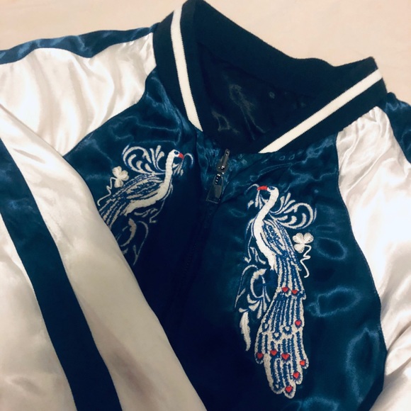 Zara Reversible Satin Embroidered Bomber Jacket - Picture 5 of 5